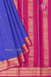 Pure Mysore Crepe Silk Saree -Royal Blue With Pink-PF80561