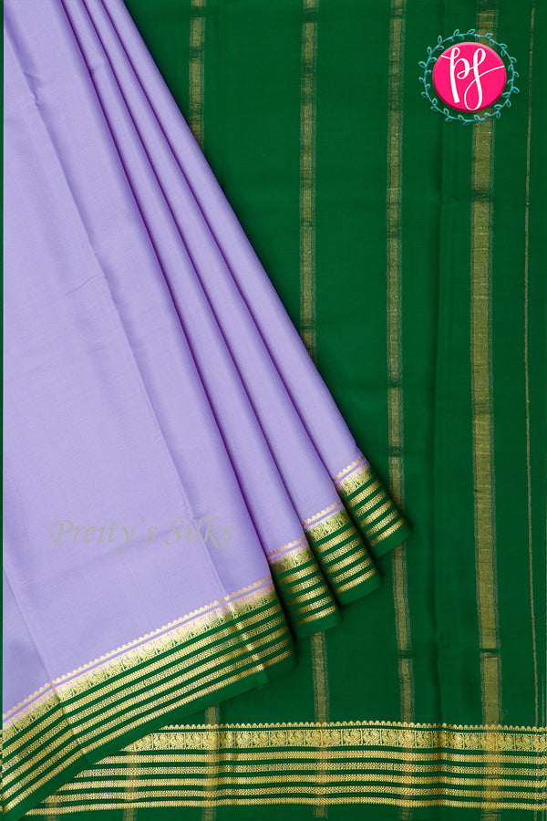 Pure Mysore Crepe Silk Saree-SoftLavender And Green-PA28717
