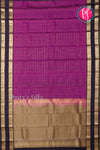 Half Pure Kanchipuram Silk Saree-Dark Magenta And Black- PA25960