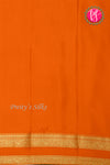 Pure Designer Crepe Silk Saree-Rusty Orange And Halfwhite-PA20827