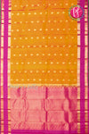 Half Pure Kanchipuram Silk Saree-Mustard yellow And Pink-PF04459