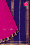 Pure Mysore Crepe Silk Saree- DeepPink And Navyblue-PA19960