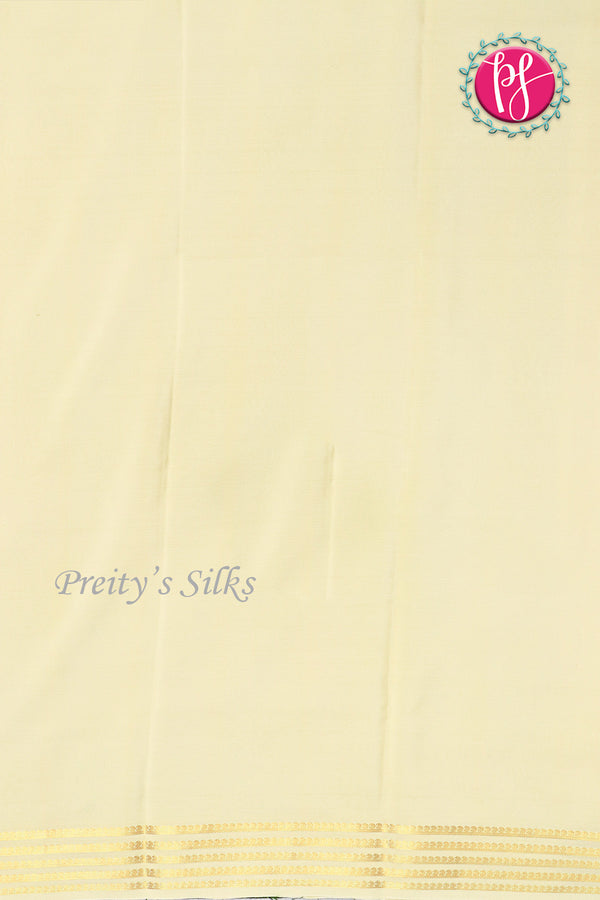 Pure Mysore Crepe Silk Saree -Purple And Creme -PF79543
