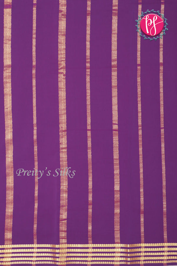 Pure Mysore Crepe Silk Saree-Light Kankambara and Purple-PA19960