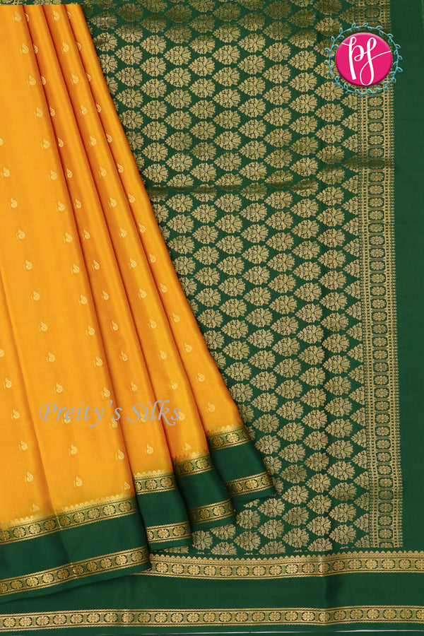 Pure Mysore Crepe Silk Saree With Bentex Border-PF80241
