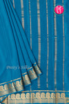 Pure Mysore Crepe Silk Saree-Mangoborder-Tealblue- PA35251