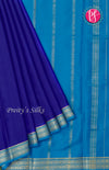 Pure Mysore Crepe Silk saree-Royal blue And Lightblue-PF37968