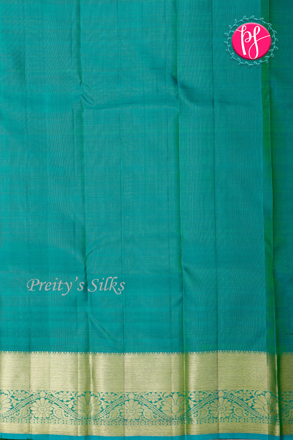 Pure Kanchipuram Silk Saree-Olivegreen And Deep CyanGreen -PA23554