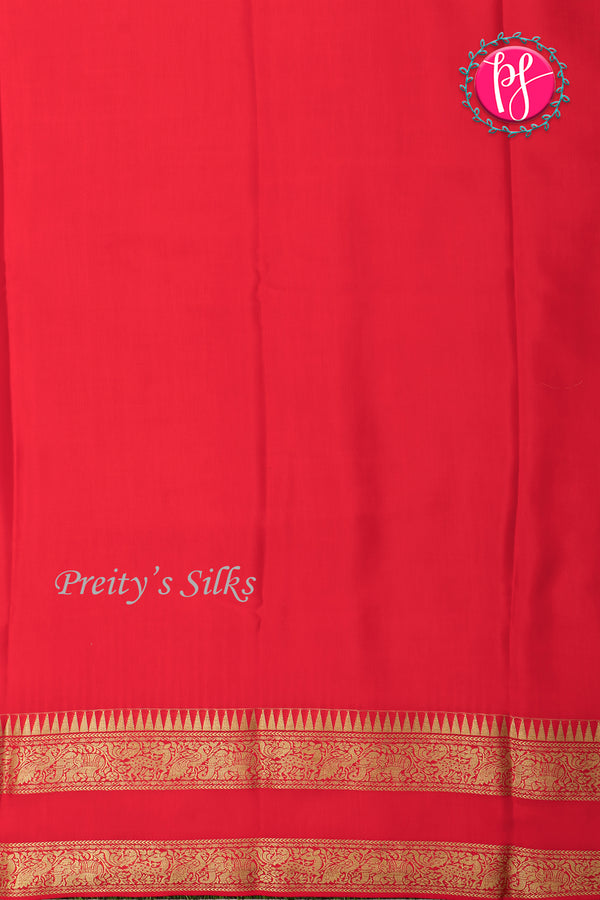 Pure Designer Crepe Silk Saree-Red And Halfwhite-PA20827