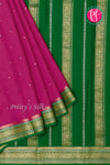 Pure Mysore Crepe Silk Saree-Mejentapink And Green-PA46766