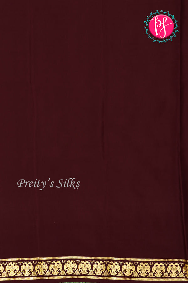 Pure Mysore Crepe Silk Saree-Gandaberunda Border-Chocolatebrown-PA20598