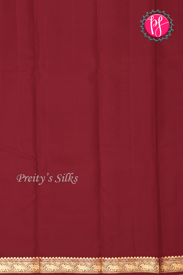 Pure Kanchipuram Silk Saree-Marron-PA27091
