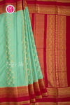 Pure Mysore Crepe Silk Saree-Pastelgreen And Red- PA