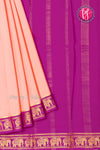 Pure Mysore Crepe Silk Saree-Contrast-Softpeach And Pink- PA19804