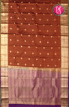 Half Kanchipuram Silk Saree-Rust Orange With Deep Purple-PF68675