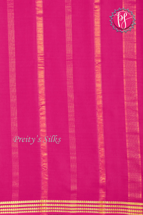 Pure Mysore Crepe Silk Saree-Green And Pink-PA19960