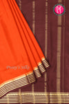 Pure Mysore Crepe Silk Saree-Rustorange And Brown-PA28717
