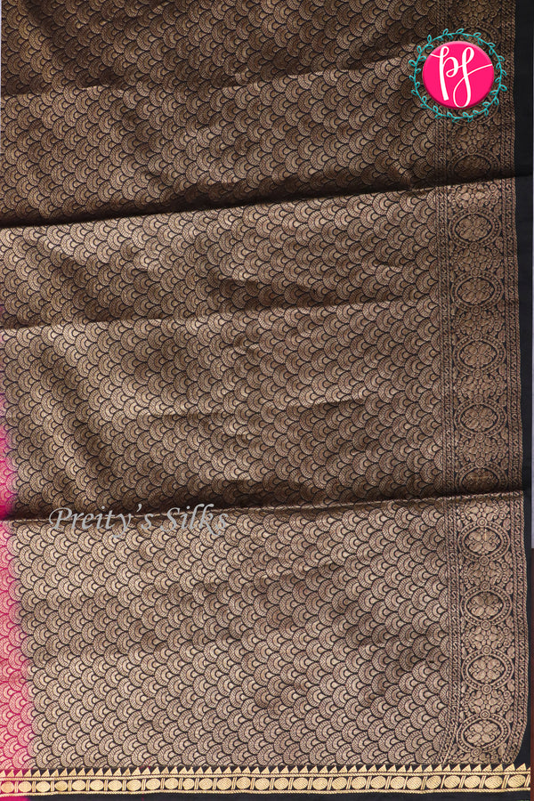 Kanchipuram Soft Silk Saree-Pink And Black-PA20267