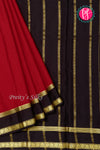 Pure Mysore Crepe Silk Saree-Red And Black-PA22264