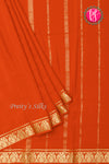 Pure Mysore Crepe Silk Saree-Gandaberunda Border-Orange-PA26362