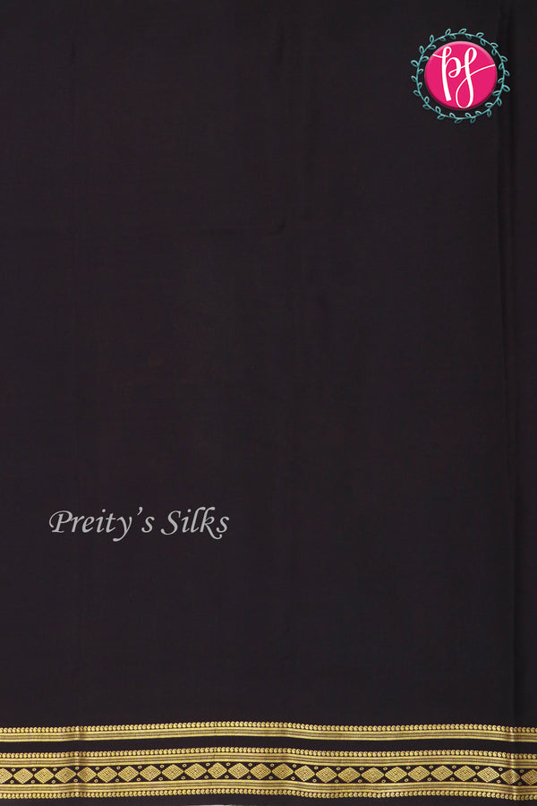 Pure Mysore Crepe Silk Saree-Red And Black-PA19913