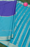 Pure Mysore Crepe Silk saree-Turquoise blue and Deep royal blue-PF60717