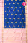 Pure Kanchipuram Silk Saree-Royalblue And Lightpink-PF81269
