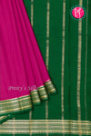 Pure Mysore Crepe Silk Saree-Magenta-rose And Bottlegreen-PA28981