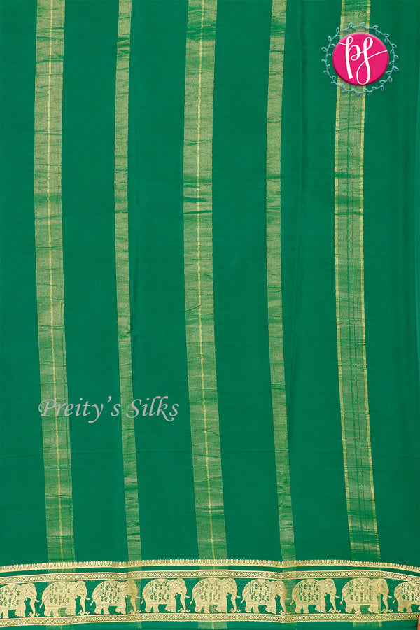 Pure Mysore Crepe Silk Saree-Contrast-Pink And Green- PA19804
