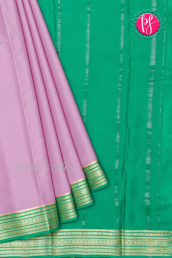 Pure Mysore Crepe Silk Saree-Mauve And Green-PA28937