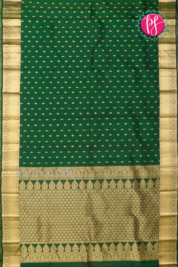 Pure Kanchipuram Silk Saree-Bottle Green-PA04339