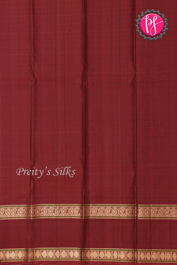 Pure Kanchipuram Silk Saree-Blue And Marron-PA17552