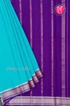 Pure Mysore Crepe Silk Saree-Cyanblue And Deeppurple-PA34000