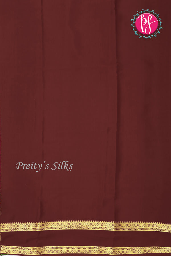 Pure Mysore Crepe Silk Saree -Green And Deepbrown-PF86048