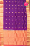 Half Pure Kanchipuram Silk Saree-Royal Violet And Sunset Orange-PA24684