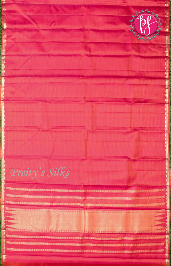 Pure Kanchipuram Silk Saree- Orangish Pink-PF68591