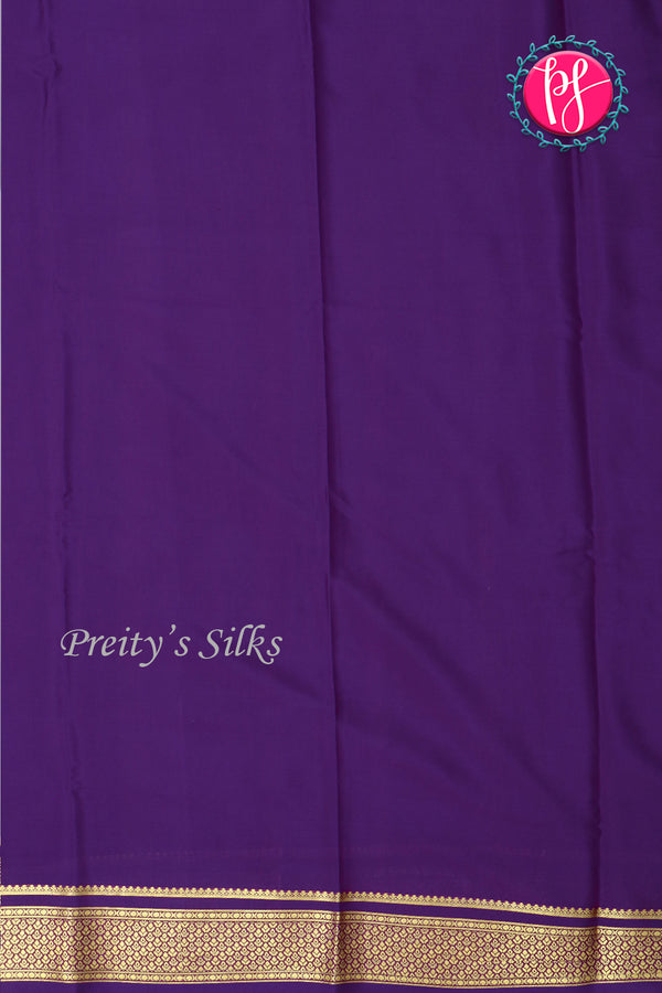 Pure Mysore Crepe Silk Saree-Grey And Purple-PA22355