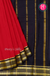Pure Mysore Crepe Silk Saree-Red And Black-PA29011