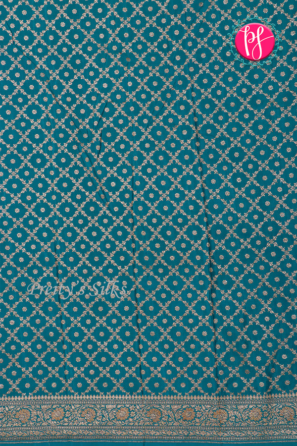 Pure Banarasi Crepe Silk Saree-DeepTealblue-PA22100