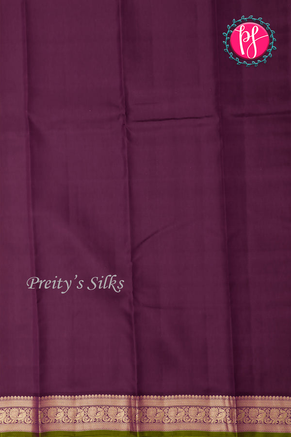 Pure Kanchipuram Silk Saree-Golden-brown And Wine-PA27118