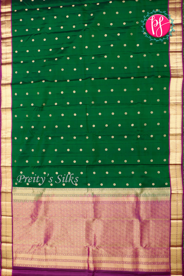 Kanchipuram Soft Silk Saree-Bottlegreen-PA20390