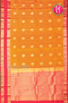 Half Pure Kanchipuram Silk Saree-Orange And Red-PA25793