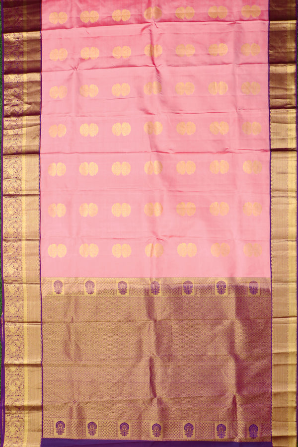 Pure Kanchipuram Silk Saree-Lightpink And Purple-PA23514