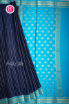 Pure Mysore Crepe Silk Saree-Navyblue And Skyblue-PA57314