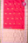 Pure Kanchipuram Silk Saree-Red And Blush Pink-PA04407