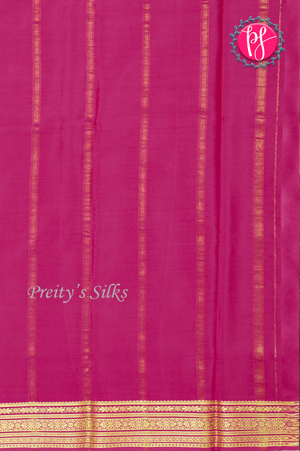 Pure Mysore Crepe Silk Saree-Powderblue And Pink-PA28937