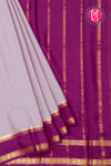 Pure Mysore Crepe Silk Saree-Grayish-pink And Wine- PA22264