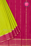 Pure Mysore Crepe Silk Saree-Olivegreen And Red-PA28865