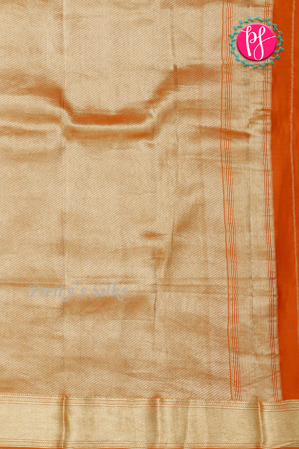 Pure Designer Crepe Silk Saree-Rusty Orange-PA20203