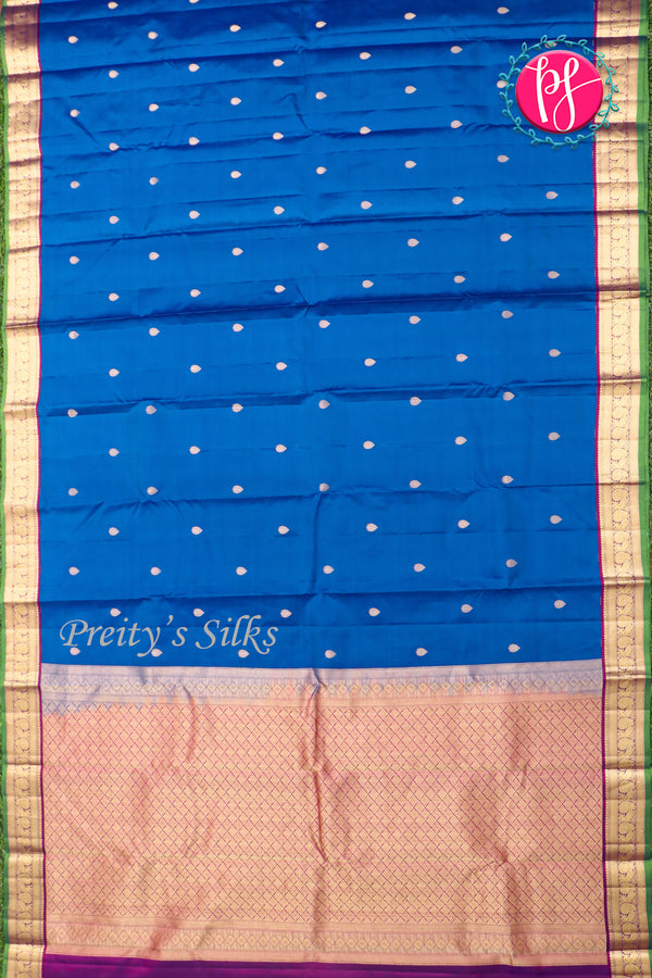 Kanchipuram Soft Silk Saree-Blue-PA20390
